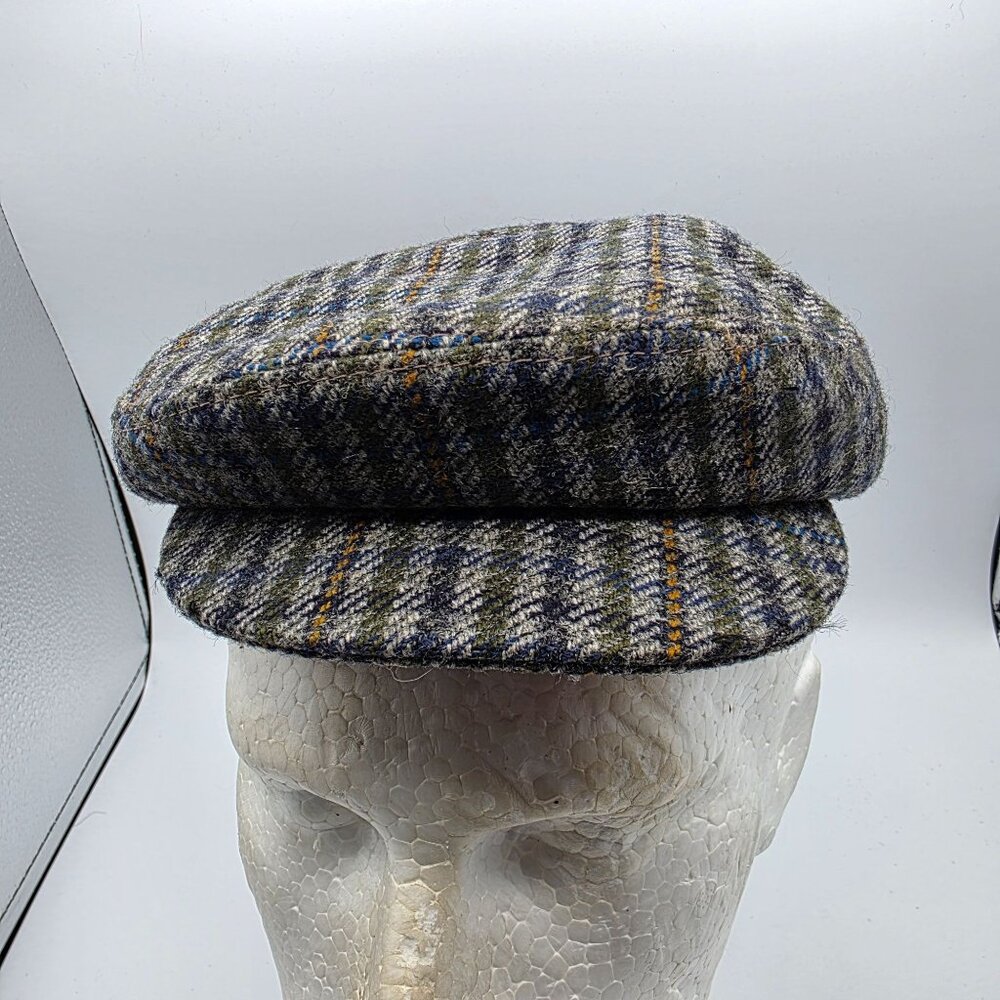 Scottish Cheviot Cloth Wool Newsboy Cap By Teviotex Hawick Adults 7 3/8 Gray